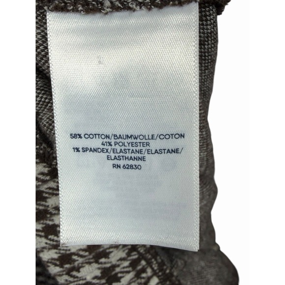 Lands End Pants Women Sz M Brown Houndstooth Sport Knit High Rise Pull On Soft - Picture 9 of 10